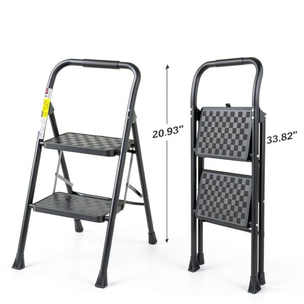 HBTower 2 Step Ladder Foldable Steel Household Stool-6
