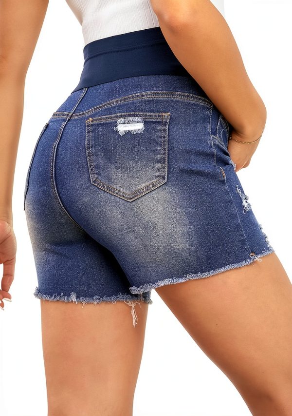 Maternity Denim Shorts for Women Medium Wash-2