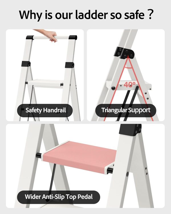 Taranta Aluminum Step Ladder Foldable Lightweight Home Tool-2