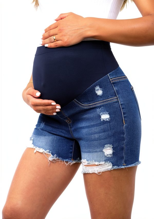 Maternity Denim Shorts for Women Medium Wash-1