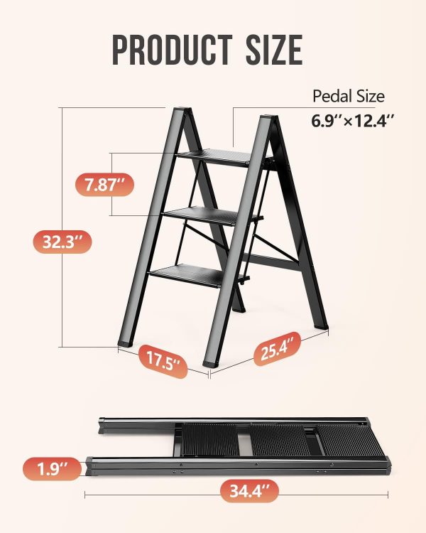 WOA WOA Aluminum Step Ladder Foldable Lightweight Home Use-5