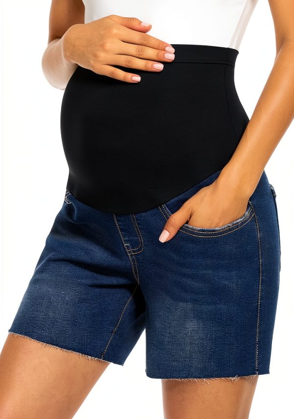 Maternity Denim Shorts for Women Customizable Fit-0