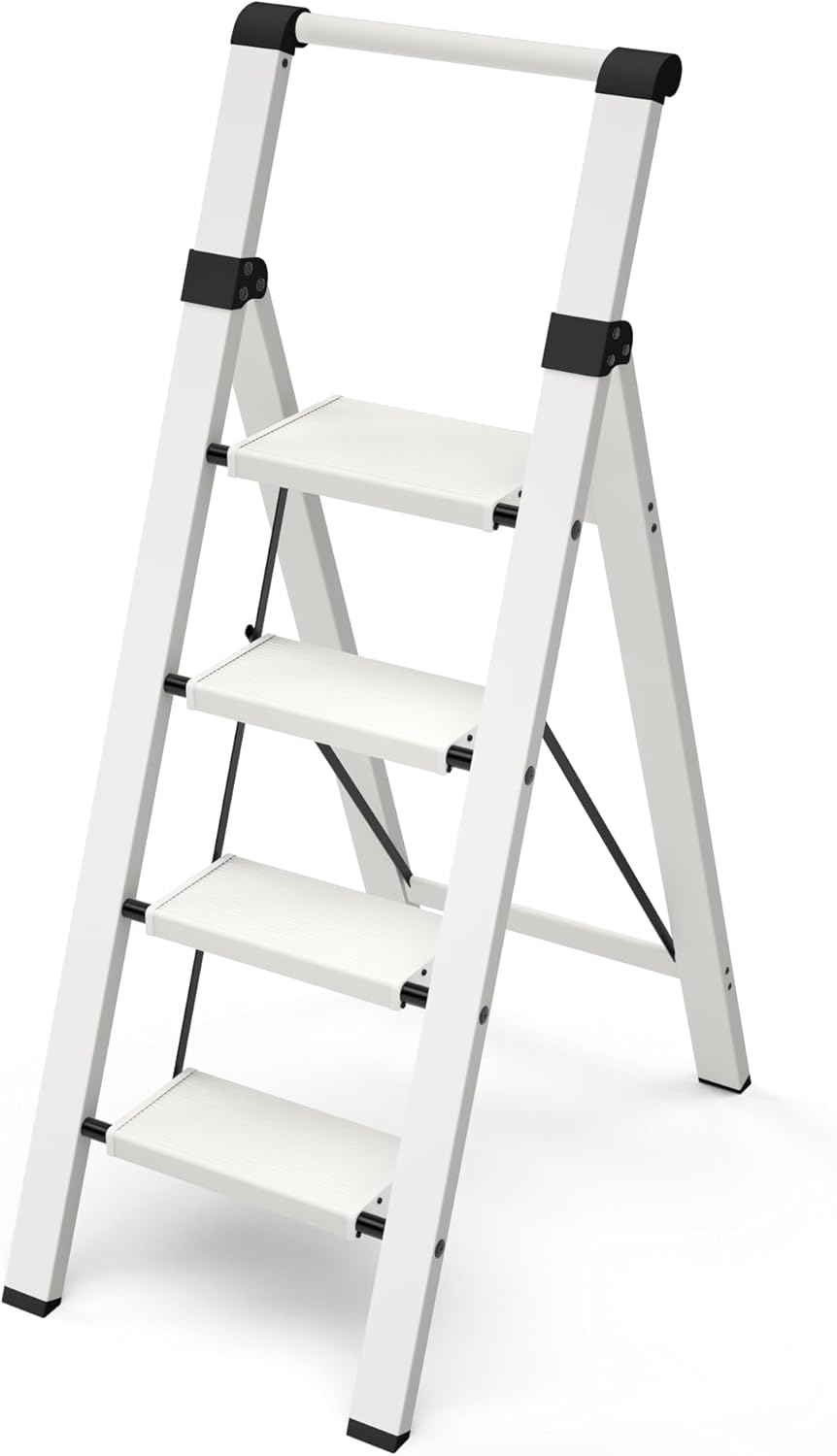 Taranta step ladder in a home setting showing foldable design and color options