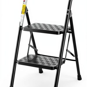 HBTower 2 Step Ladder Foldable Steel Household Stool-0