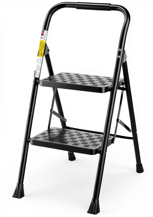 HBTower 2 Step Ladder Foldable Steel Household Stool-0