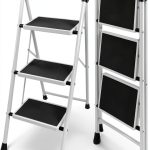 DUMOS Folding Step Ladder Metal Anti Slip Black-0