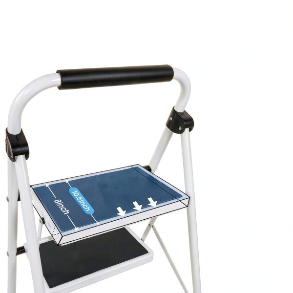 DUMOS Folding Step Ladder Metal Anti Slip Black-4