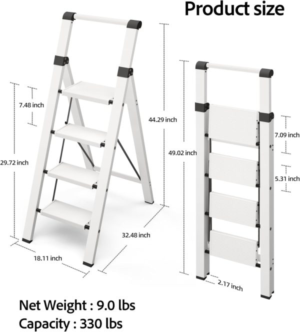 Taranta Aluminum Step Ladder Foldable Lightweight Home Tool-5