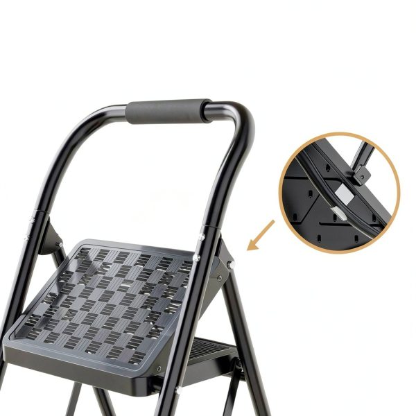 HBTower 2 Step Ladder Foldable Steel Household Stool-2