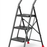 DIAMONDFORGE 3 Step Ladder Black and Red Iron Step Ladders-0