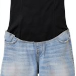 Maternity Denim Shorts for Women Pull On Closure Machine-0