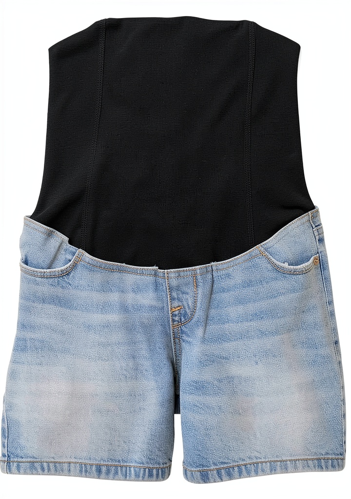 Maternity denim shorts on a woman