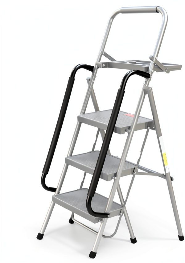 Valeo Step Ladder with Handrails Foldable Anti-Slip Design-5
