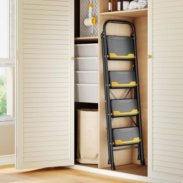 Urackify 4 Step Ladder Heavy Duty Anti Slip Black-7