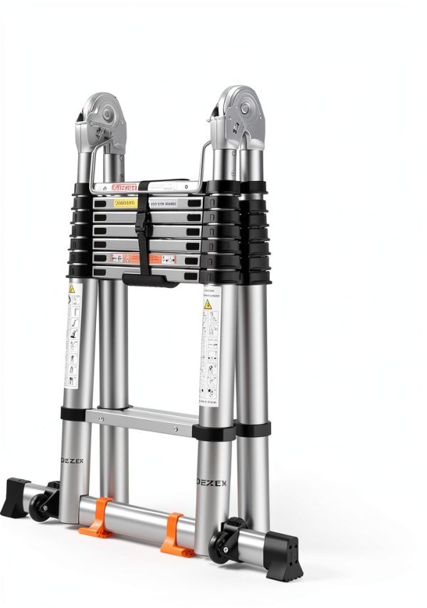 DEZEX Telescoping Ladder Stainless Steel Heavy Duty One-0