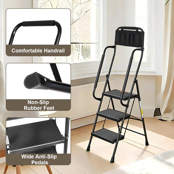 Valeo Step Ladder with Handrails Foldable Lightweight Home-4