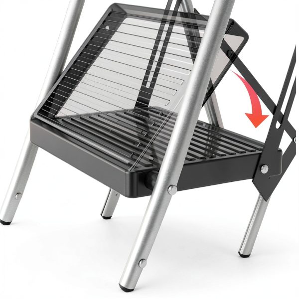 Step Ladder DIAMONDFORGE 3‑Step Black Foldable-1