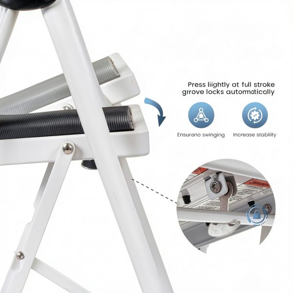 DUMOS Folding Step Ladder Metal Anti Slip Black-1