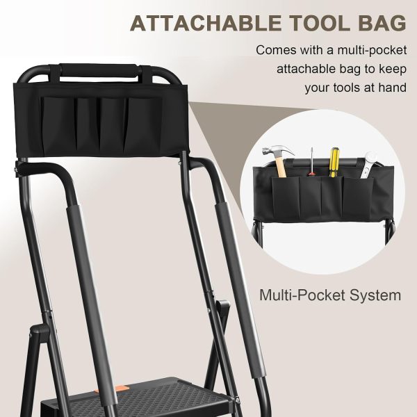 Valeo Step Ladder with Handrails Foldable Lightweight Home-3