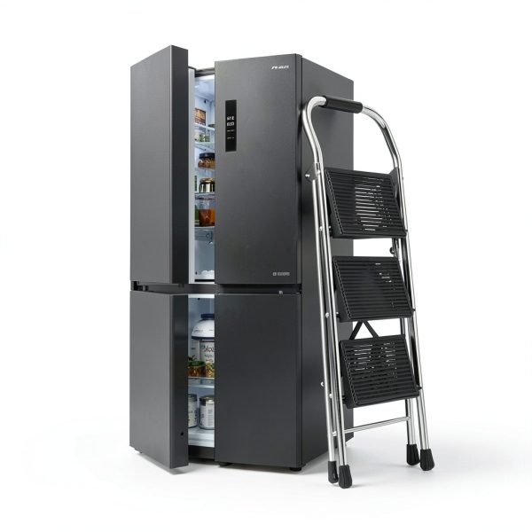 Step Ladder DIAMONDFORGE 3‑Step Black Foldable-6