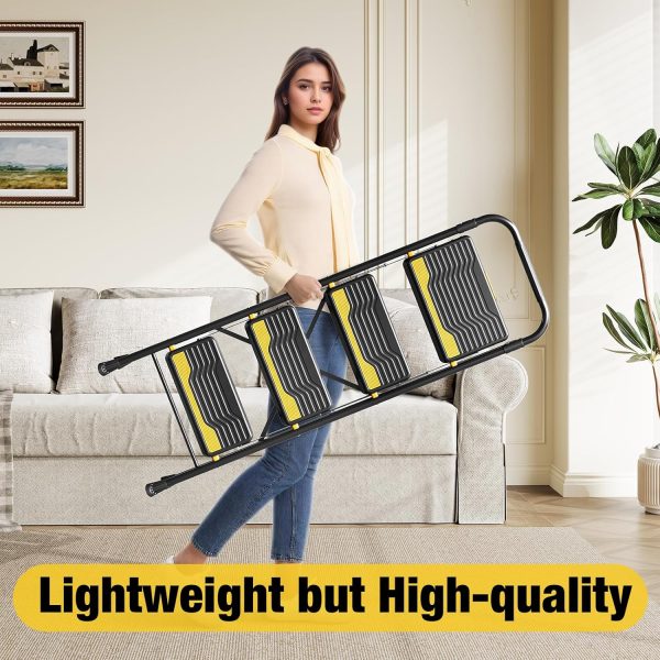 Urackify 4 Step Ladder Heavy Duty Anti Slip Black-4