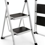 White HBTower 2 Step Ladder Alloy Steel Folding-0