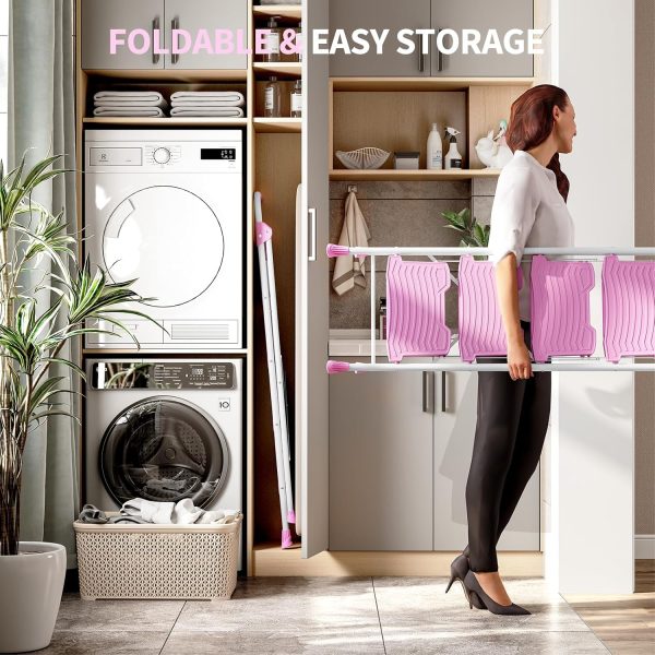 KINGRACK Pink Step Ladder Foldable Anti-Slip Home Tool-5