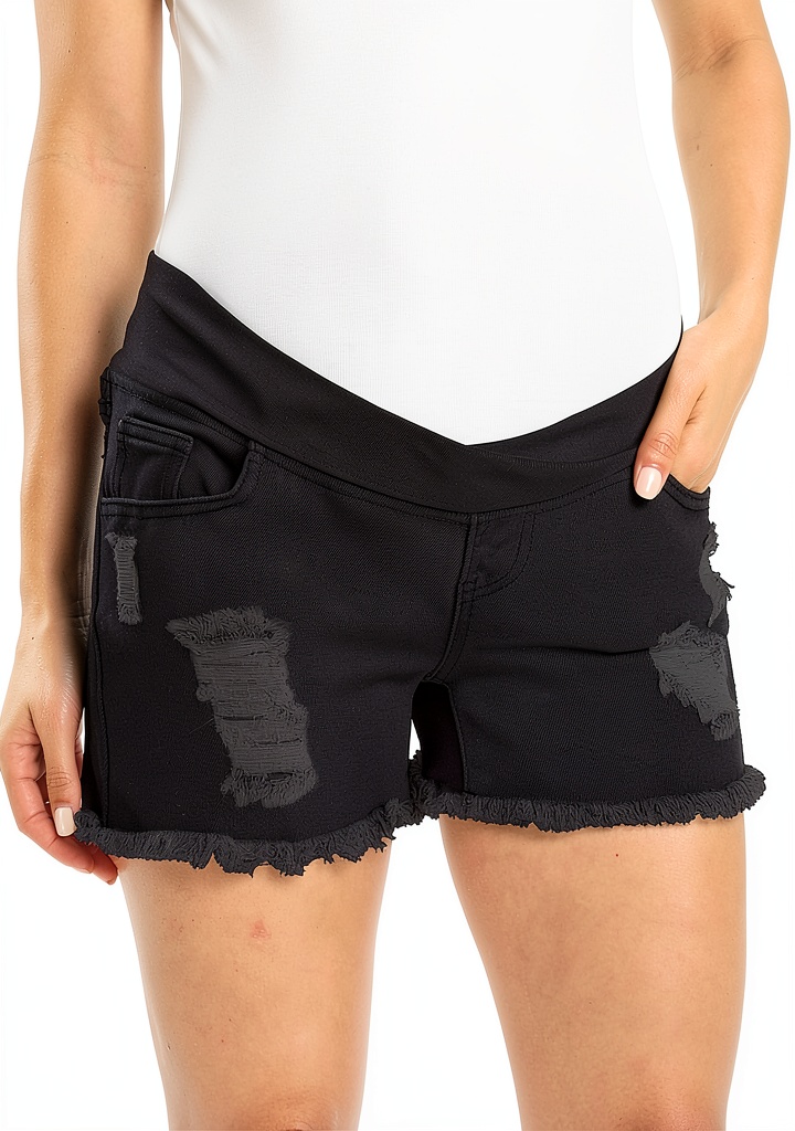 Maternity denim shorts for women