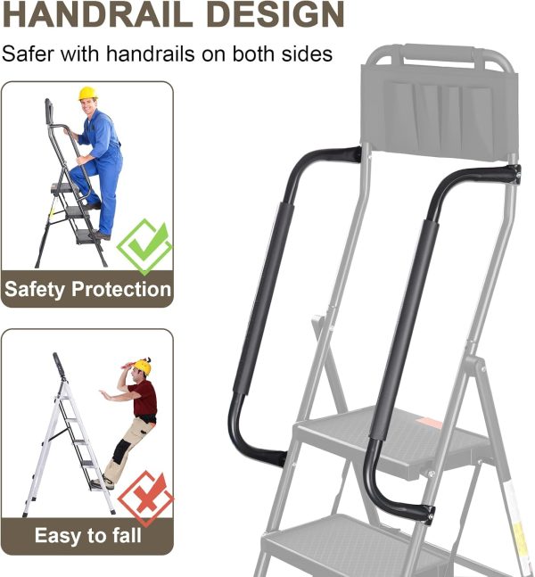 Valeo Step Ladder with Handrails Foldable Lightweight Home-5