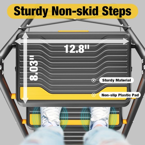Urackify 4 Step Ladder Heavy Duty Anti Slip Black-2