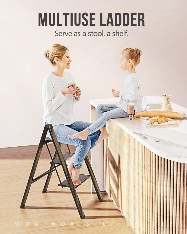 WOA WOA Aluminum Step Ladder Foldable Lightweight Home Use-6