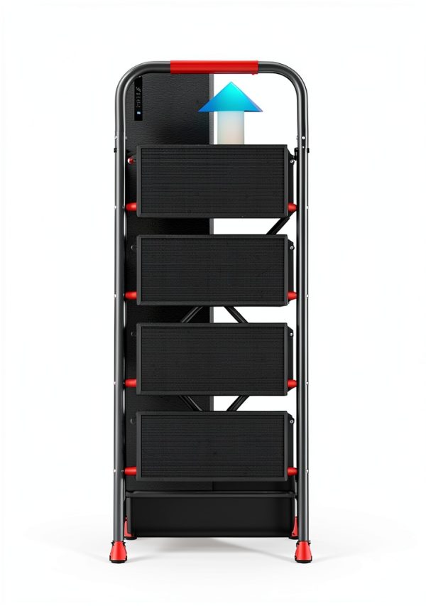 Step Ladder DIAMONDFORGE 4‑Step Black Red Foldable-5