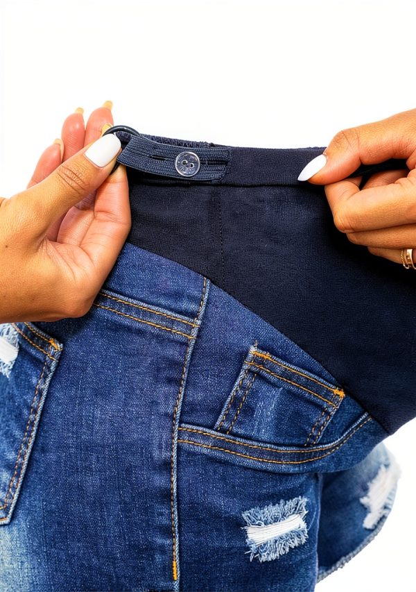 Maternity Denim Shorts for Women Medium Wash-5