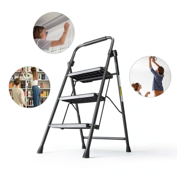 Medical King 3 Step Stool Folding Steel Ladder for Adults-3