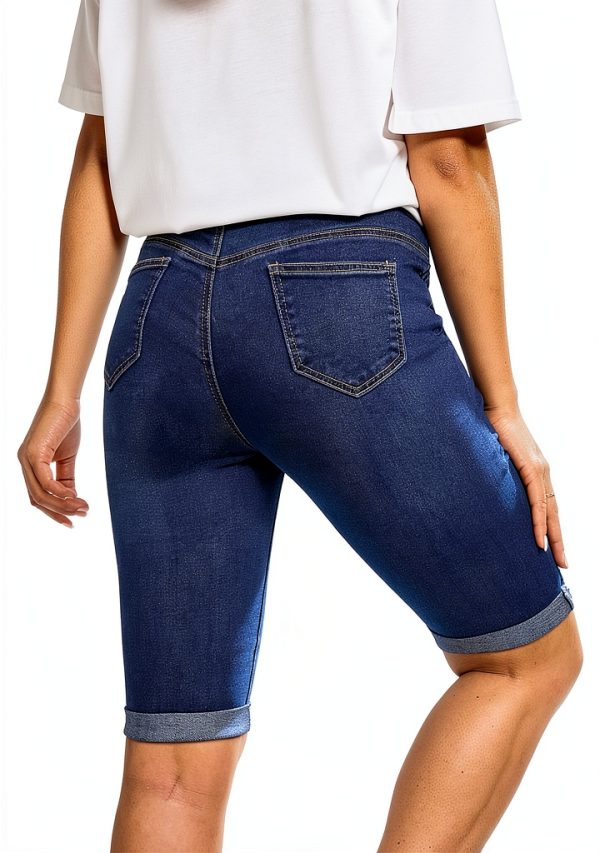 Maternity Denim Shorts for Women High Stretch Fabric-1