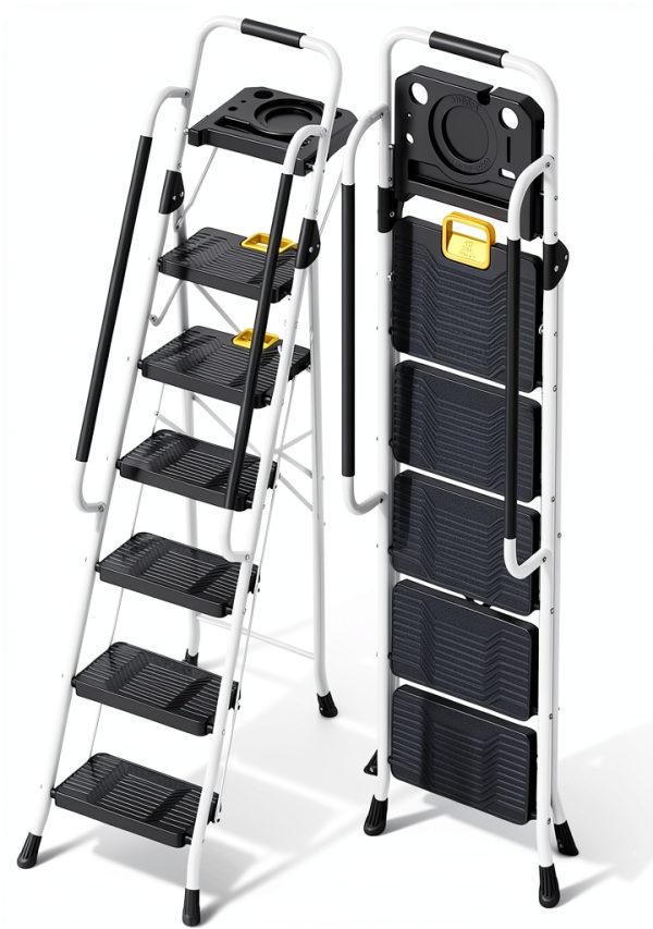 KINGRACK 5-Step Folding Ladder White WK2226-5D-0