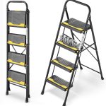 Urackify 4 Step Ladder Heavy Duty Anti Slip Black-0