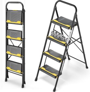 Urackify 4 Step Ladder Heavy Duty Anti Slip Black-0