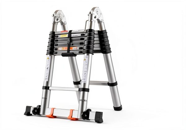 DEZEX Telescoping Ladder Stainless Steel Heavy Duty One-3