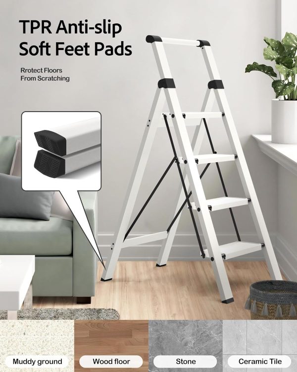 Taranta Aluminum Step Ladder Foldable Lightweight Home Tool-4