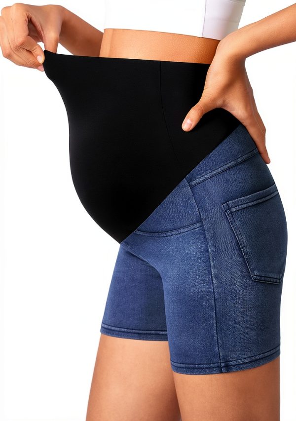 Maternity Denim Shorts for Women Soft Stretchy Material-2