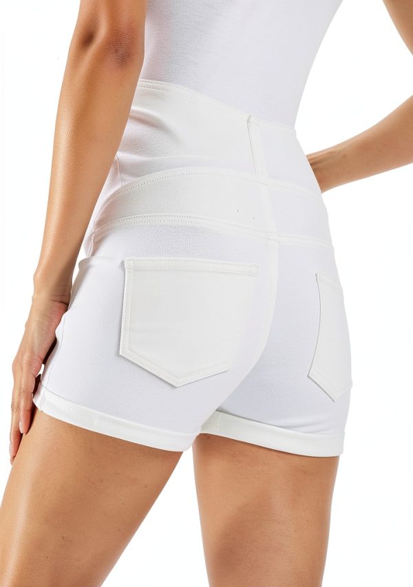 Foucome Maternity Denim Shorts Women HighRise Stretch Black-2