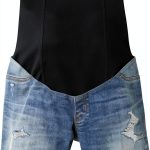 Maternity Denim Shorts Generic High Rise Knee-0
