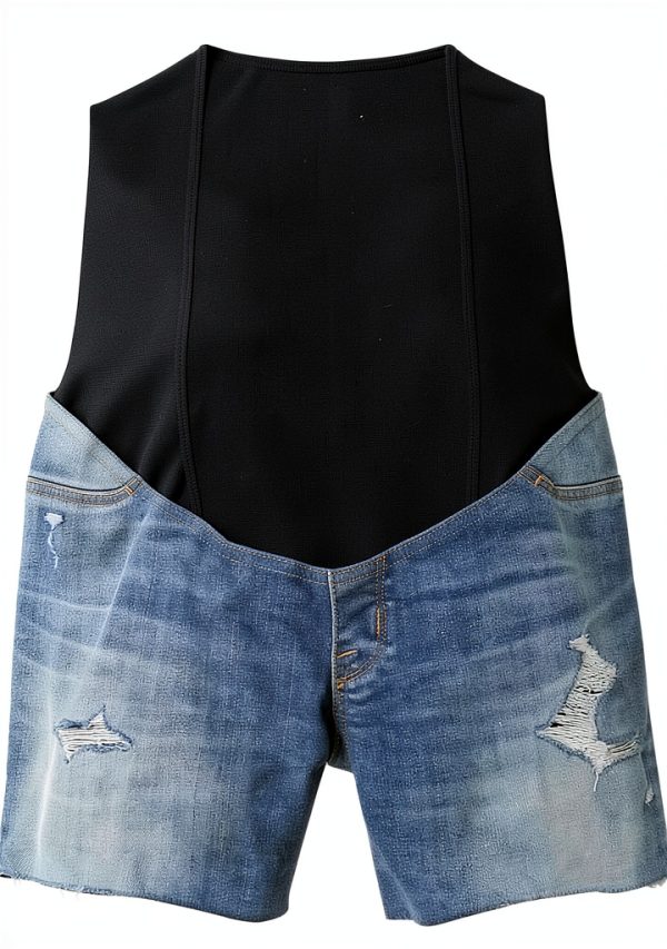 Maternity Denim Shorts Generic High Rise Knee-0