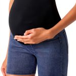 Maternity Denim Shorts for Women Soft Stretchy Material-0