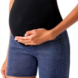 Maternity Denim Shorts for Women Soft Stretchy Material-0