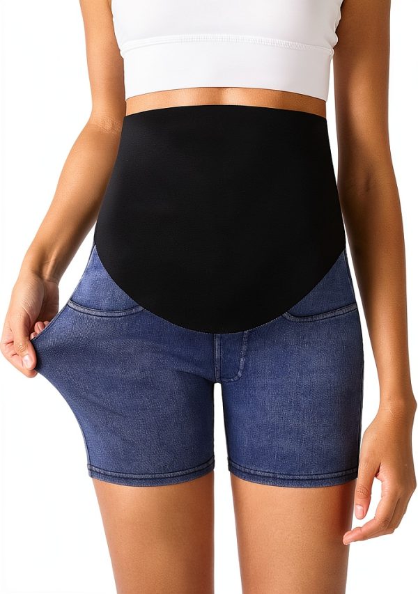 Maternity Denim Shorts for Women Soft Stretchy Material-3