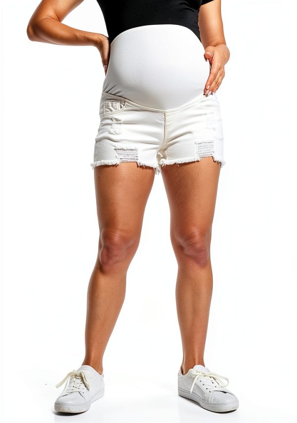 Foucome Maternity Denim Shorts 31 Dark Blue Medium Stretch Fit-4