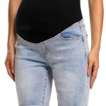 Foucome Maternity Denim Shorts Soft Stretch High Rise Belly Support-0