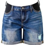 BLENCOT Maternity Denim Shorts Adjustable Waist Soft Stretch Fabric-0